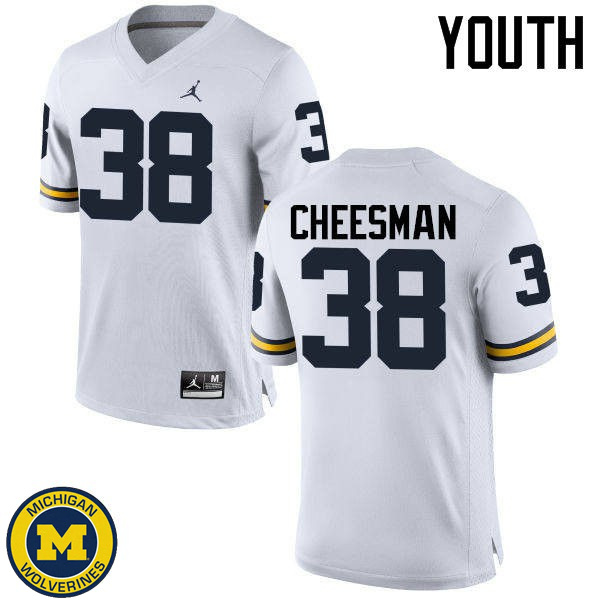 Youth Michigan Wolverines #38 Cameron Cheesman White Player Jersey